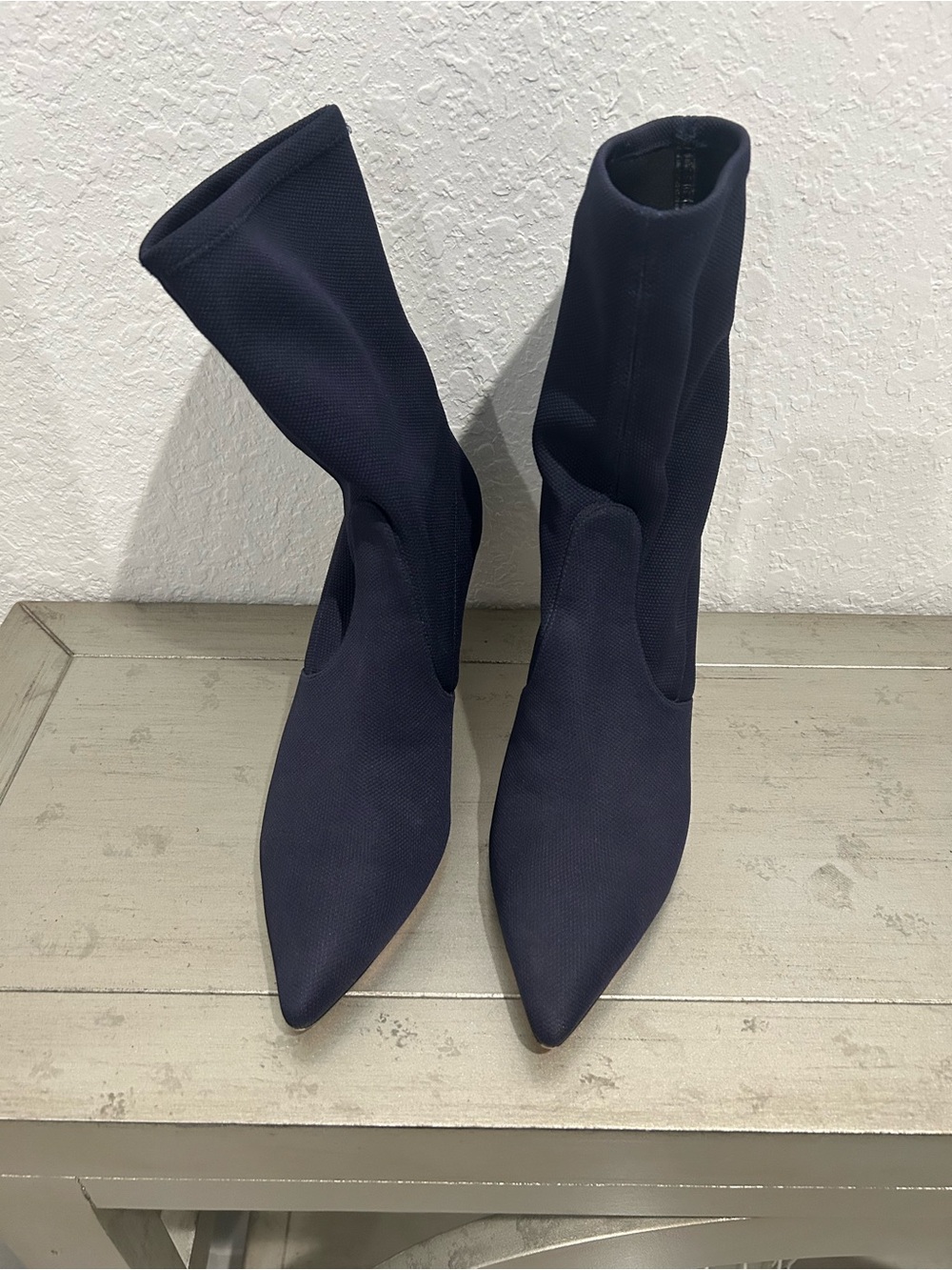 Stuart Weitzman Women's Navy Pointed Sock Boots size 11